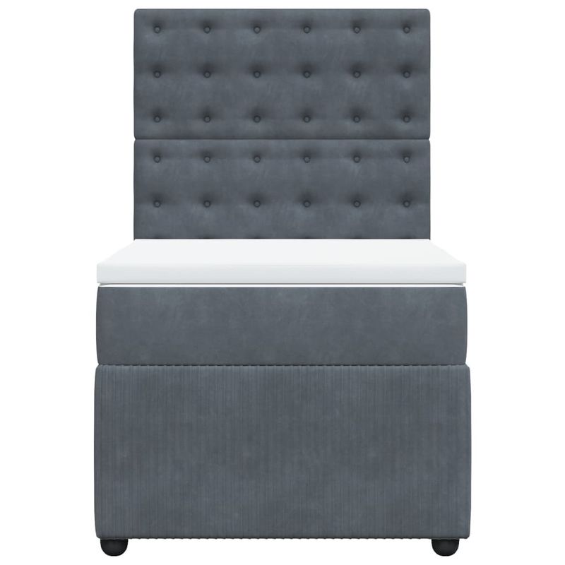 Casa si Gradina - Mobilier - Paturi si accesorii - Paturi - Pat box spring cu saltea, gri inchis, 100x200 cm, catifea - Infinity.ro
