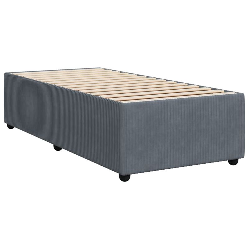 Casa si Gradina - Mobilier - Paturi si accesorii - Paturi - Pat box spring cu saltea, gri inchis, 100x200 cm, catifea - Infinity.ro