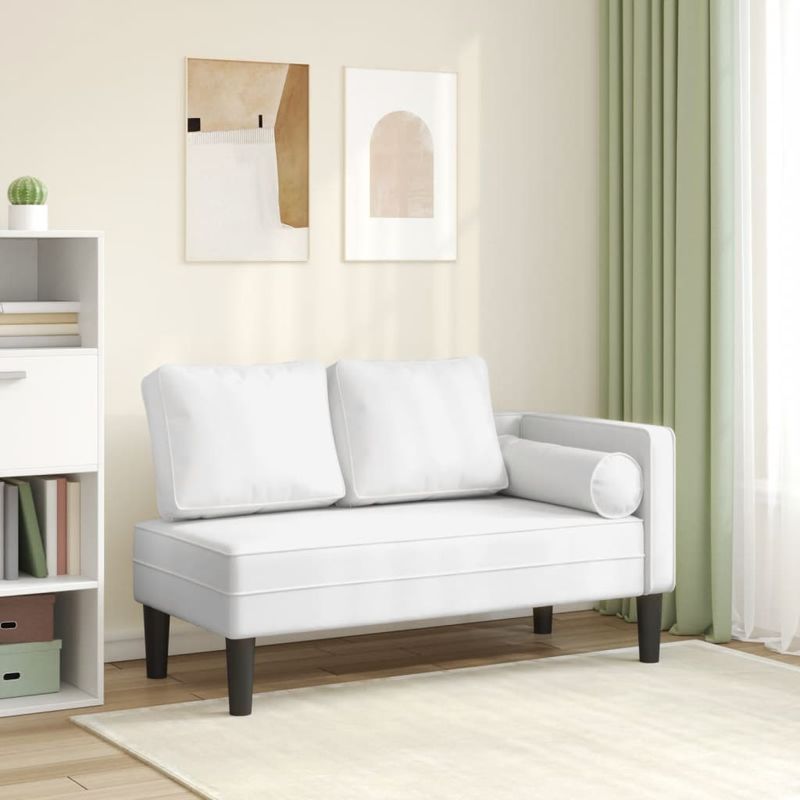 Casa si Gradina - Mobilier - Scaune si fotolii - Fotolii - Fotoliu sezlong cu perne, alb, piele ecologica - Infinity.ro