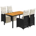 Casa si Gradina - Gradina si terasa - Mobilier exterior - Seturi mobila gradina - Set bistro de gradina cu perne, 5 piese, negru, poliratan - Infinity.ro