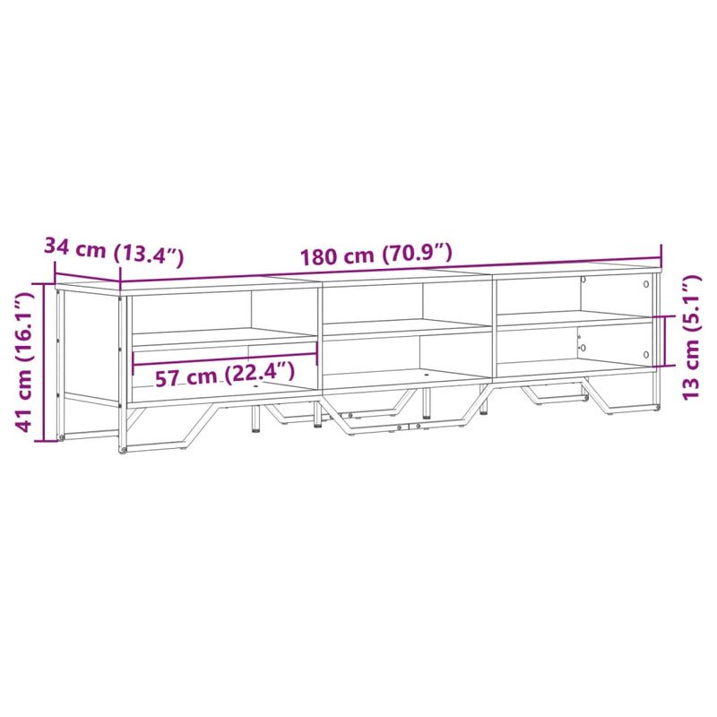 Casa si Gradina - Mobilier - Comode si corpuri - Comode - Dulap TV, gri sonoma, 180x34x41 cm, lemn prelucrat - Infinity.ro