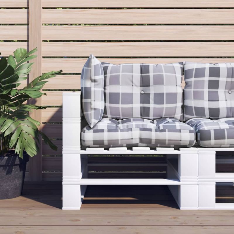 Casa si Gradina - Gradina si terasa - Mobilier exterior - Perne decorative exterior - Perne de paleti, 3 buc., gri carouri, material textil - Infinity.ro