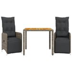 Casa si Gradina - Gradina si terasa - Mobilier exterior - Seturi mobila gradina - Set bistro de gradina cu perne, 3 piese, gri, poliratan - Infinity.ro