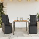 Casa si Gradina - Gradina si terasa - Mobilier exterior - Seturi mobila gradina - Set bistro de gradina cu perne, 3 piese, gri, poliratan - Infinity.ro
