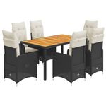 Casa si Gradina - Gradina si terasa - Mobilier exterior - Seturi mobila gradina - Set bistro de gradina, 7 piese, cu perne, negru, poliratan - Infinity.ro