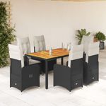 Casa si Gradina - Gradina si terasa - Mobilier exterior - Seturi mobila gradina - Set bistro de gradina, 7 piese, cu perne, negru, poliratan - Infinity.ro