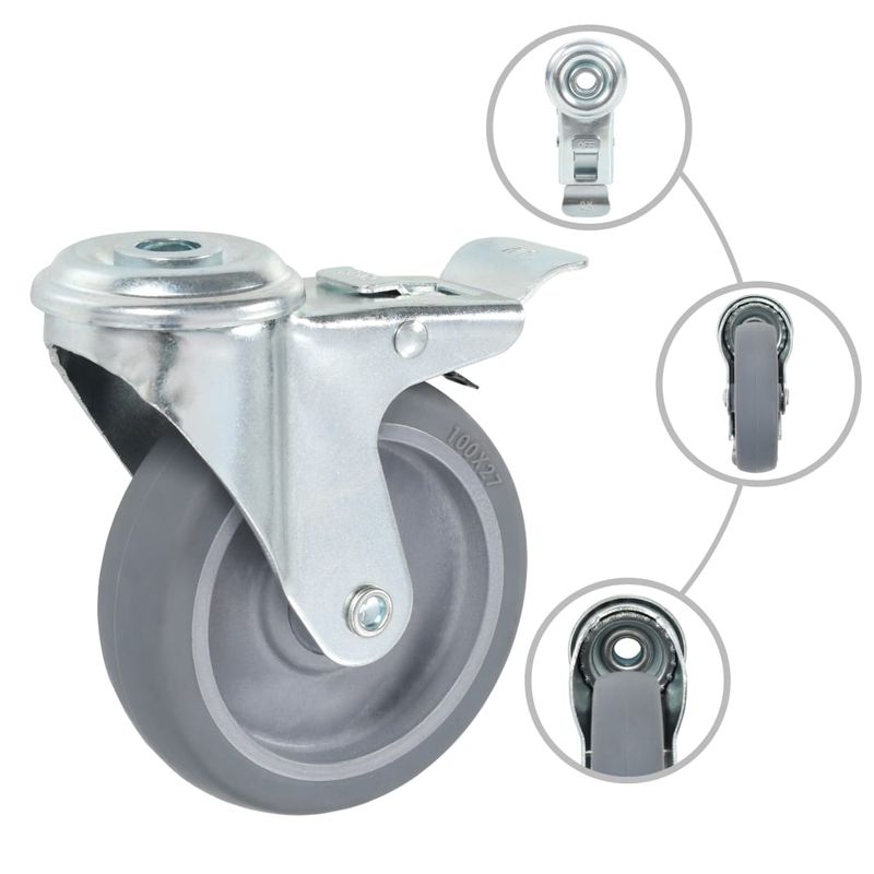 Casa si Gradina - Constructii - Depozitare, transport si protectie - Accesorii echipamente pentru transport si ridicat - Roti pivotante cu gaura pentru surub, 32 buc., 100 mm - Infinity.ro