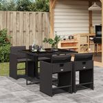 Casa si Gradina - Gradina si terasa - Mobilier exterior - Seturi mobila gradina - Set mobilier de gradina cu perne, 5 piese, negru, poliratan - Infinity.ro