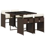 Casa si Gradina - Gradina si terasa - Mobilier exterior - Seturi mobila gradina - Set mobilier de gradina, 5 piese, cu perne, maro, poliratan - Infinity.ro