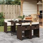 Casa si Gradina - Gradina si terasa - Mobilier exterior - Seturi mobila gradina - Set mobilier de gradina, 5 piese, cu perne, maro, poliratan - Infinity.ro