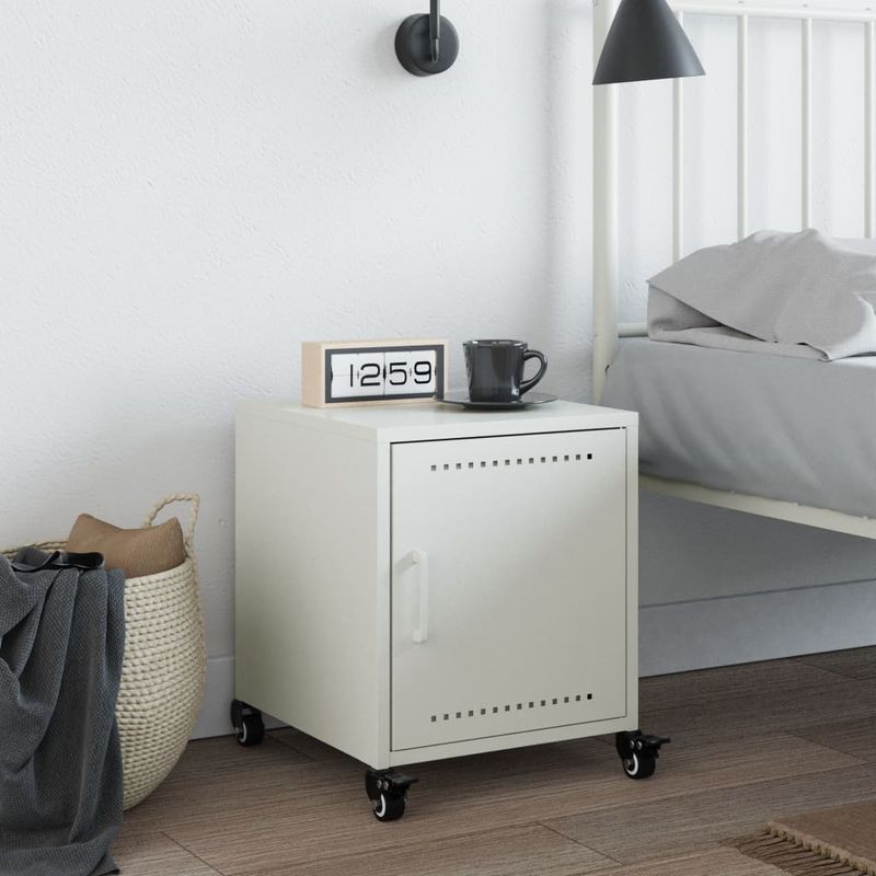 Casa si Gradina - Mobilier - Comode si corpuri - Noptiere - Noptiera, alb, 36x39x43,5 cm, otel - Infinity.ro