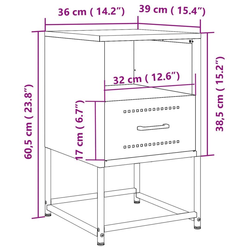 Casa si Gradina - Mobilier - Comode si corpuri - Noptiere - Noptiera, galben mustar, 36x39x60,5 cm, otel - Infinity.ro