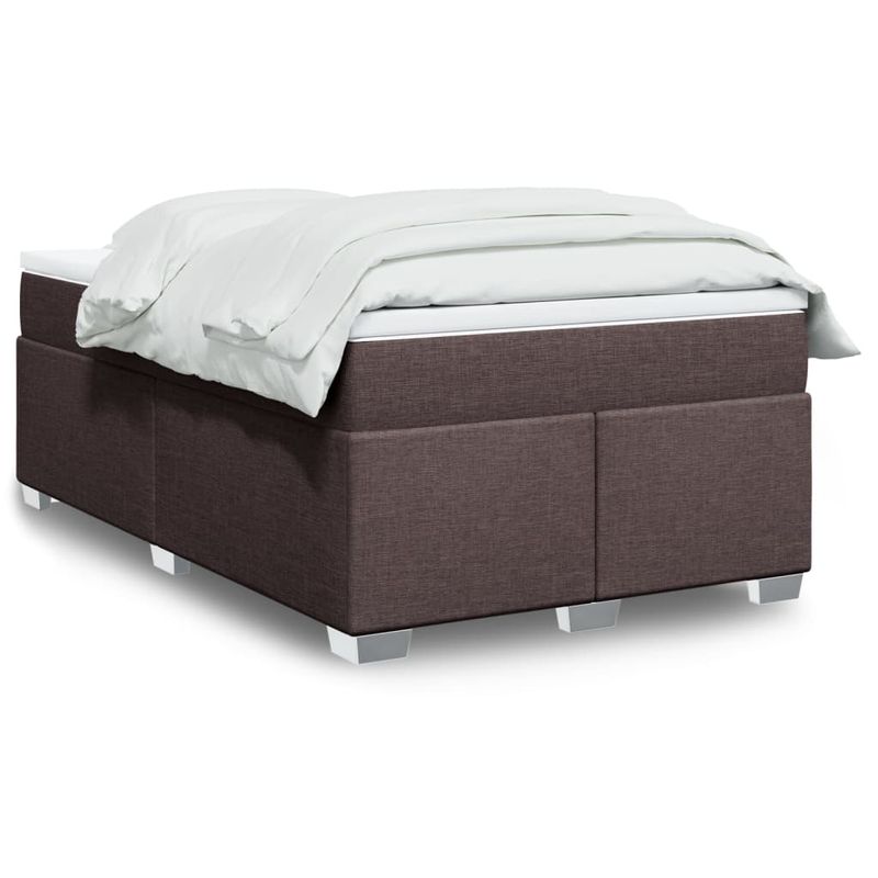 Casa si Gradina - Mobilier - Paturi si accesorii - Paturi - Pat box spring cu saltea, maro inchis, 120x190 cm, textil - Infinity.ro