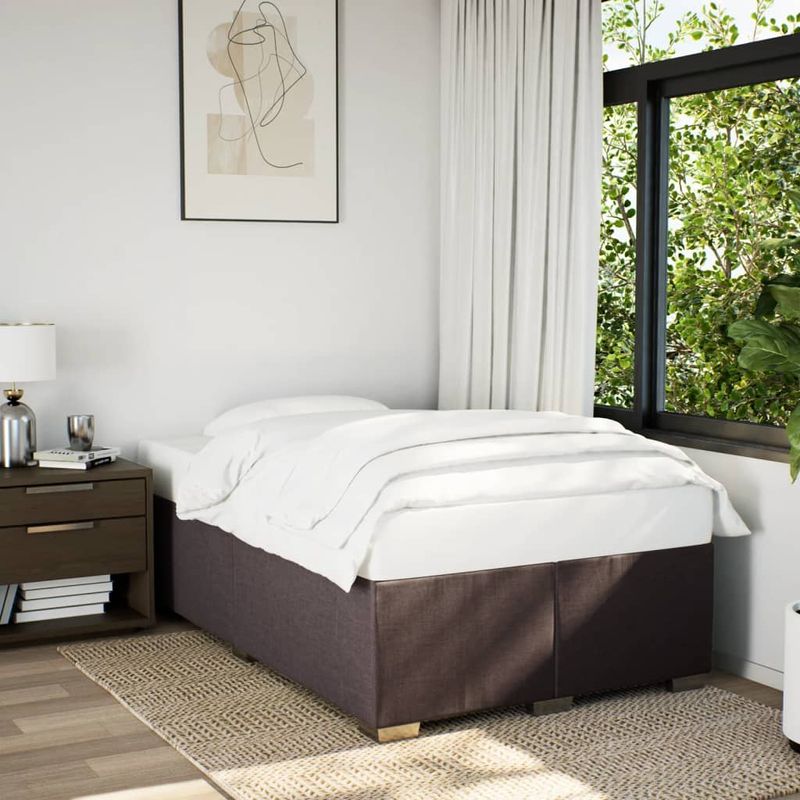 Casa si Gradina - Mobilier - Paturi si accesorii - Paturi - Pat box spring cu saltea, maro inchis, 120x190 cm, textil - Infinity.ro