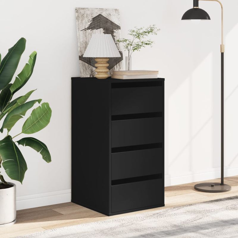 Casa si Gradina - Mobilier - Comode si corpuri - Comode - Dulap colt cu sertare negru 40x41x76 cm lemn prelucrat - Infinity.ro