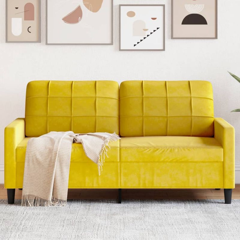 Casa si Gradina - Mobilier - Canapele si coltare - Canapele - Canapea cu 2 locuri, galben, 140 cm, catifea - Infinity.ro