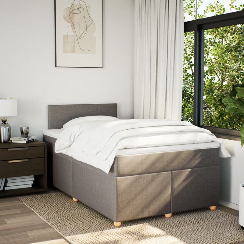 Casa si Gradina - Mobilier - Paturi si accesorii - Paturi - Pat box spring cu saltea, taupe, 120x190 cm material textil - Infinity.ro