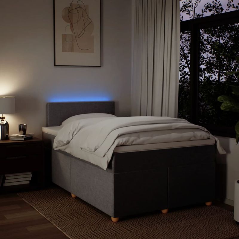 Casa si Gradina - Mobilier - Paturi si accesorii - Paturi - Pat box spring cu saltea, taupe, 120x190 cm material textil - Infinity.ro