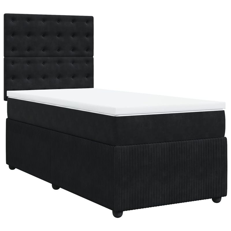 Casa si Gradina - Mobilier - Paturi si accesorii - Paturi - Pat box spring cu saltea, negru, 90x190 cm, catifea - Infinity.ro