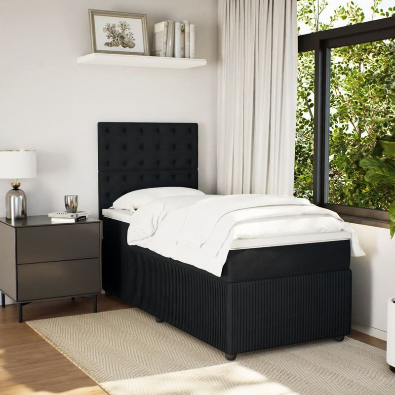 Casa si Gradina - Mobilier - Paturi si accesorii - Paturi - Pat box spring cu saltea, negru, 90x190 cm, catifea - Infinity.ro