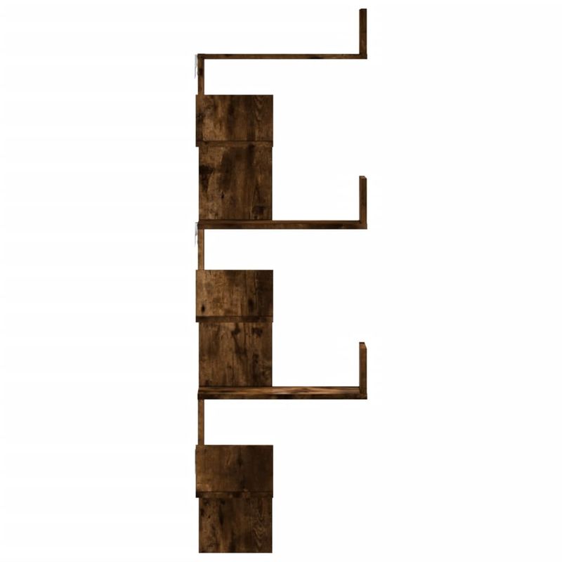 Casa si Gradina - Mobilier - Biblioteci si rafturi - Rafturi - Raft coltar perete stejar fumuriu 45x45x147 cm lemn prelucrat - Infinity.ro