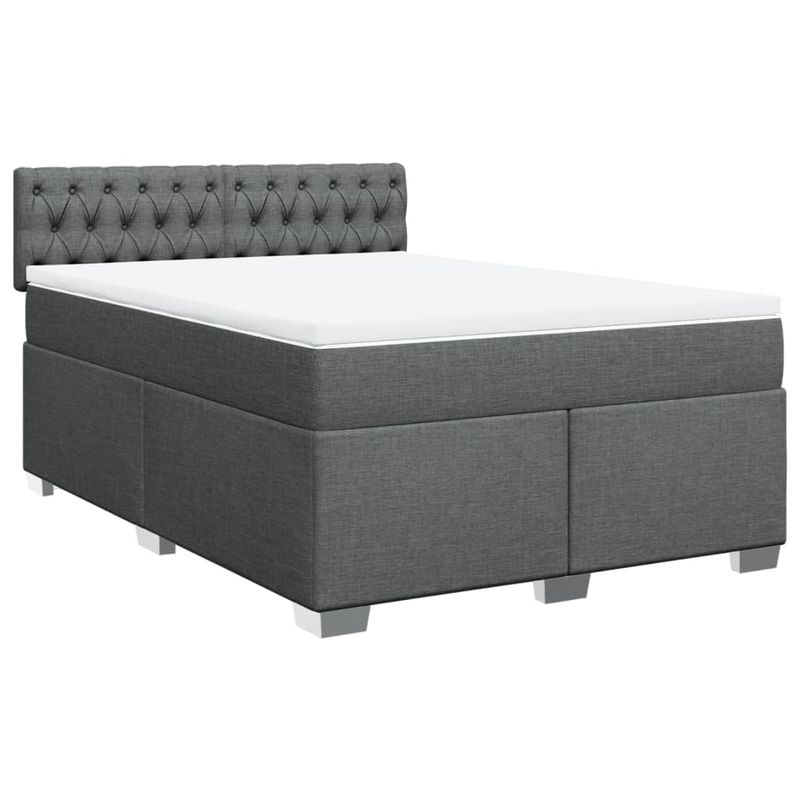 Casa si Gradina - Mobilier - Paturi si accesorii - Paturi - Pat box spring cu saltea, gri inchis, 140x200 cm, textil - Infinity.ro