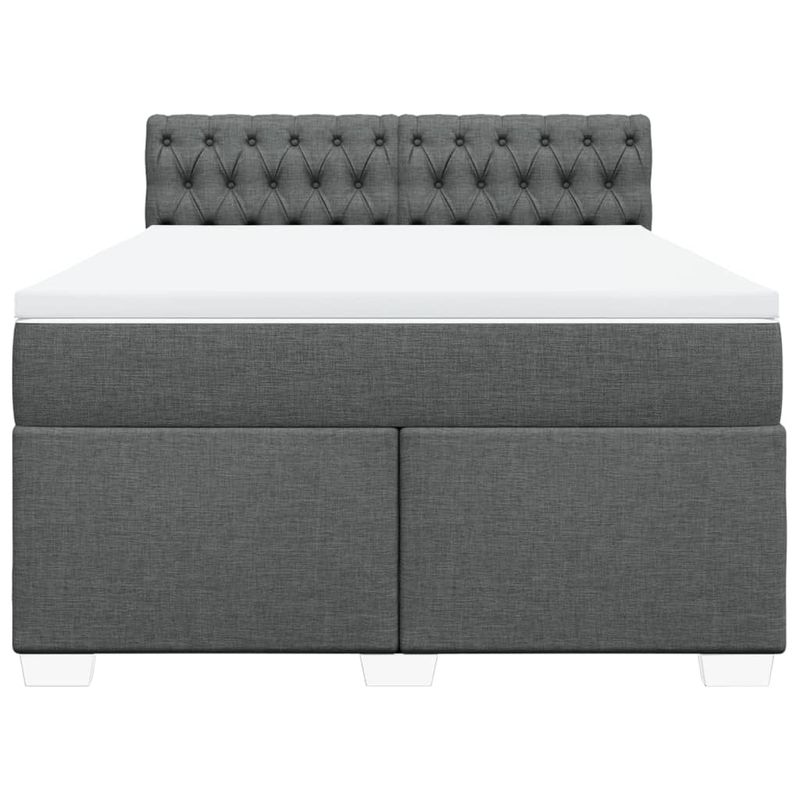 Casa si Gradina - Mobilier - Paturi si accesorii - Paturi - Pat box spring cu saltea, gri inchis, 140x200 cm, textil - Infinity.ro