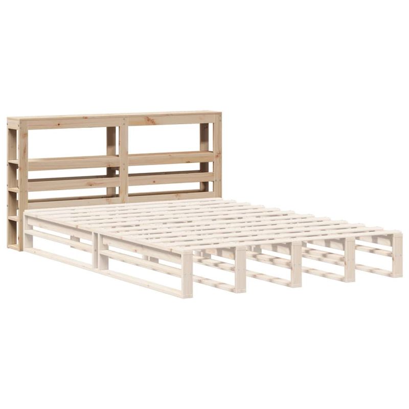 Casa si Gradina - Mobilier - Paturi si accesorii - Accesorii paturi - Tablie de pat cu rafturi, 160 cm, lemn masiv de pin, natural, mărime 166x19x82 cm - Infinity.ro