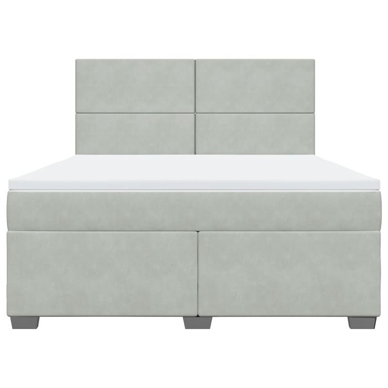Casa si Gradina - Mobilier - Paturi si accesorii - Paturi - Pat box spring cu saltea, gri deschis, 180x200 cm, catifea - Infinity.ro