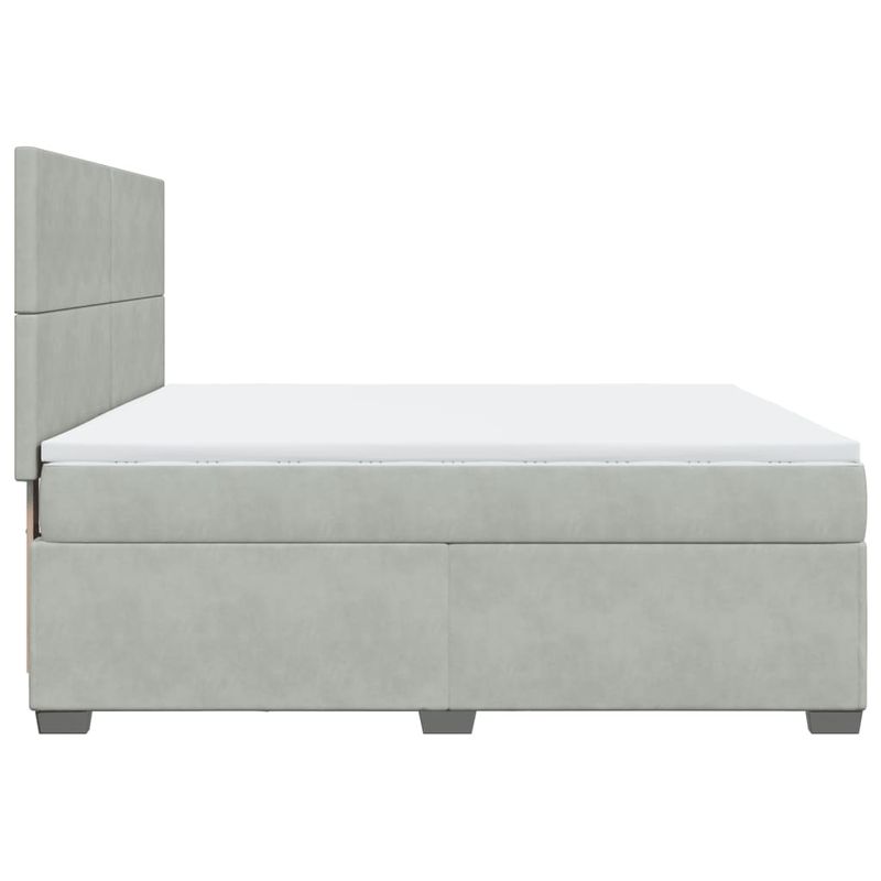 Casa si Gradina - Mobilier - Paturi si accesorii - Paturi - Pat box spring cu saltea, gri deschis, 180x200 cm, catifea - Infinity.ro