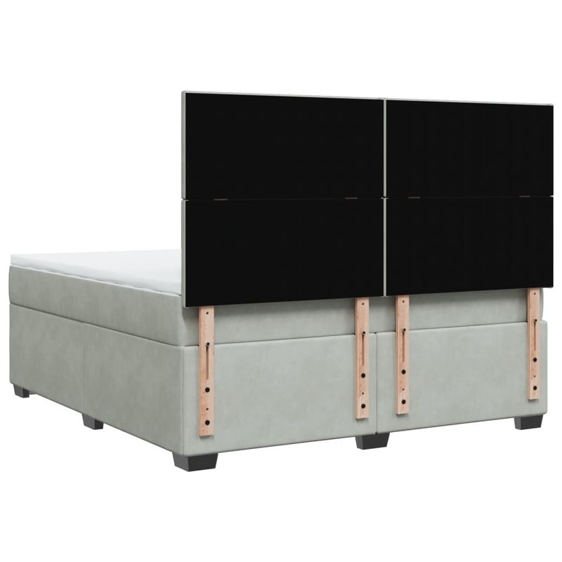 Casa si Gradina - Mobilier - Paturi si accesorii - Paturi - Pat box spring cu saltea, gri deschis, 180x200 cm, catifea - Infinity.ro