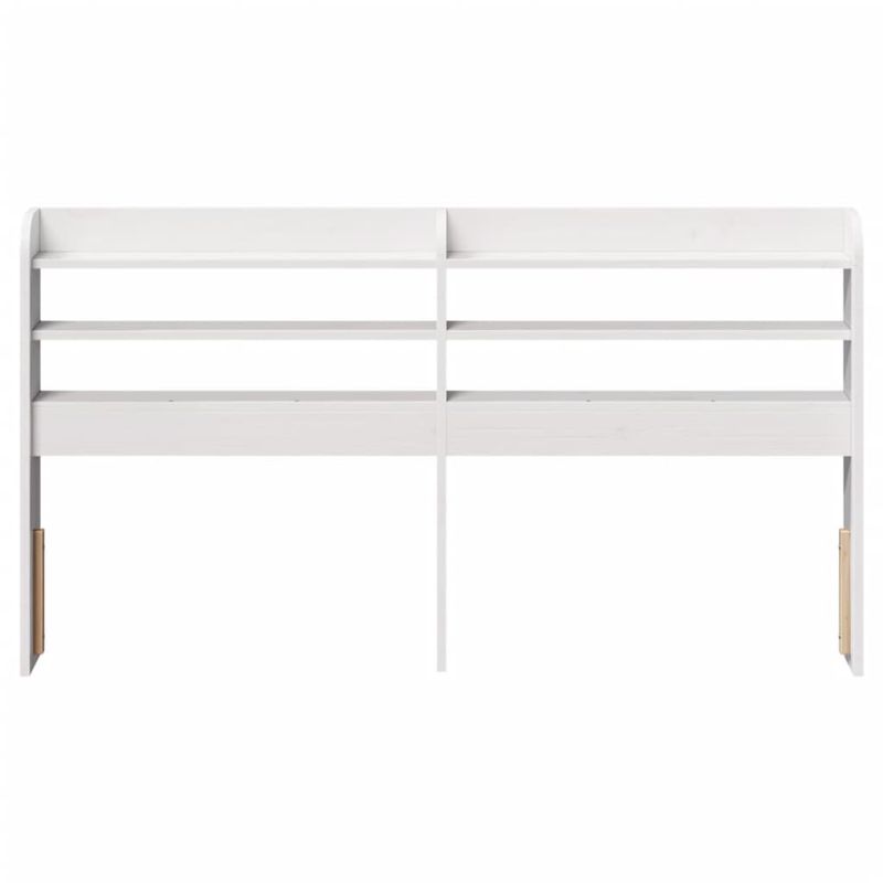 Casa si Gradina - Mobilier - Paturi si accesorii - Accesorii paturi - Tablie de pat cu rafturi, 150 cm, lemn masiv de pin, alb, mărime 160x16x82 cm - Infinity.ro