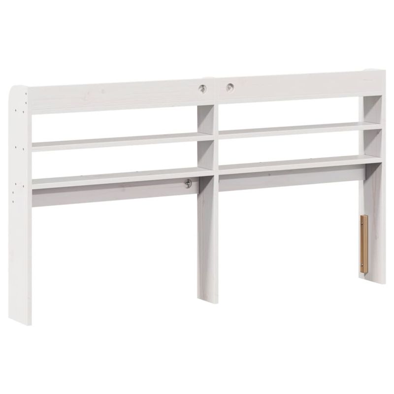 Casa si Gradina - Mobilier - Paturi si accesorii - Accesorii paturi - Tablie de pat cu rafturi, 150 cm, lemn masiv de pin, alb, mărime 160x16x82 cm - Infinity.ro