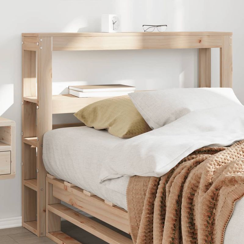 Casa si Gradina - Mobilier - Paturi si accesorii - Accesorii paturi - Tablie de pat cu rafturi, 75 cm, lemn masiv de pin, mărime 81x19x82 cm - Infinity.ro