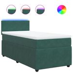 Casa si Gradina - Mobilier - Paturi si accesorii - Paturi - Pat box spring cu saltea, verde inchis, 100x200 cm, catifea - Infinity.ro