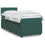 Casa si Gradina - Mobilier - Paturi si accesorii - Paturi - Pat box spring cu saltea, verde inchis, 100x200 cm, catifea - Infinity.ro