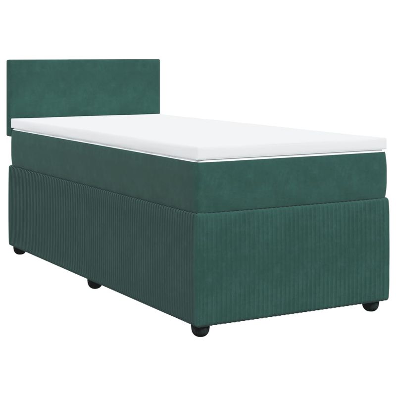 Casa si Gradina - Mobilier - Paturi si accesorii - Paturi - Pat box spring cu saltea, verde inchis, 100x200 cm, catifea - Infinity.ro