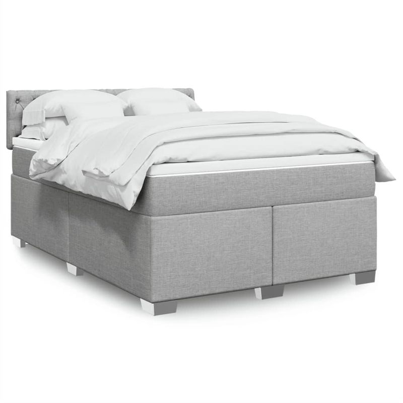 Casa si Gradina - Mobilier - Paturi si accesorii - Paturi - Pat continental cu saltea, gri deschis, 160x200 cm, textil - Infinity.ro