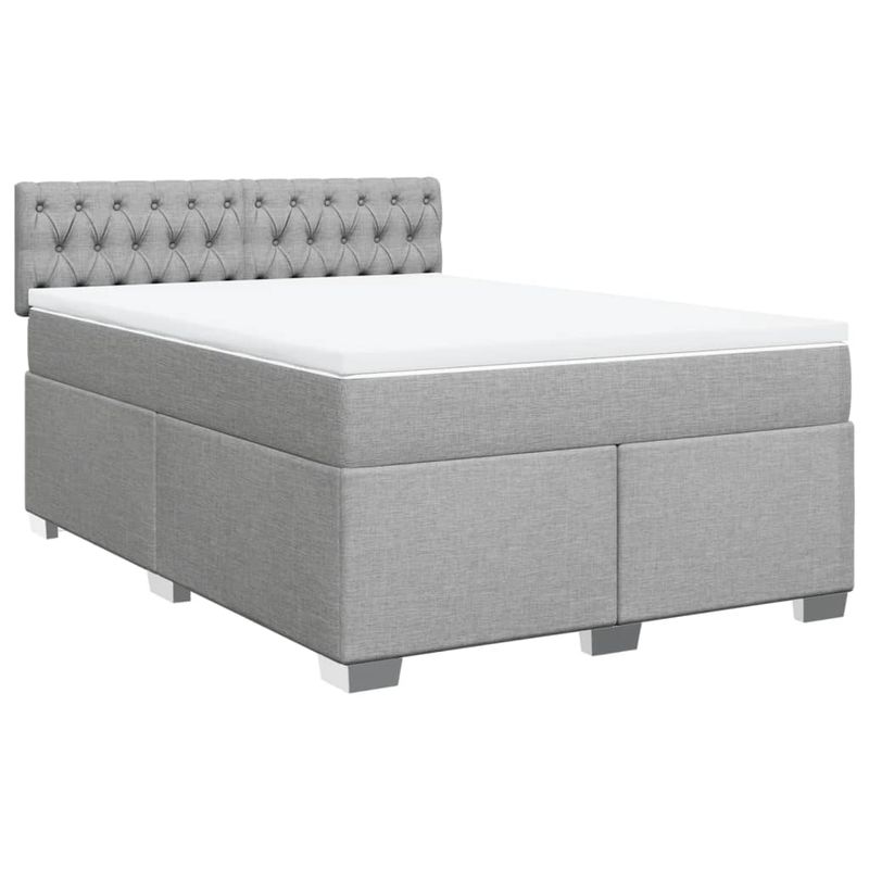 Casa si Gradina - Mobilier - Paturi si accesorii - Paturi - Pat continental cu saltea, gri deschis, 160x200 cm, textil - Infinity.ro