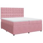 Casa si Gradina - Mobilier - Paturi si accesorii - Paturi - Pat box spring cu saltea, roz, 200x200 cm, catifea - Infinity.ro