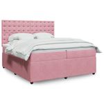 Casa si Gradina - Mobilier - Paturi si accesorii - Paturi - Pat box spring cu saltea, roz, 200x200 cm, catifea - Infinity.ro