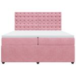 Casa si Gradina - Mobilier - Paturi si accesorii - Paturi - Pat box spring cu saltea, roz, 200x200 cm, catifea - Infinity.ro