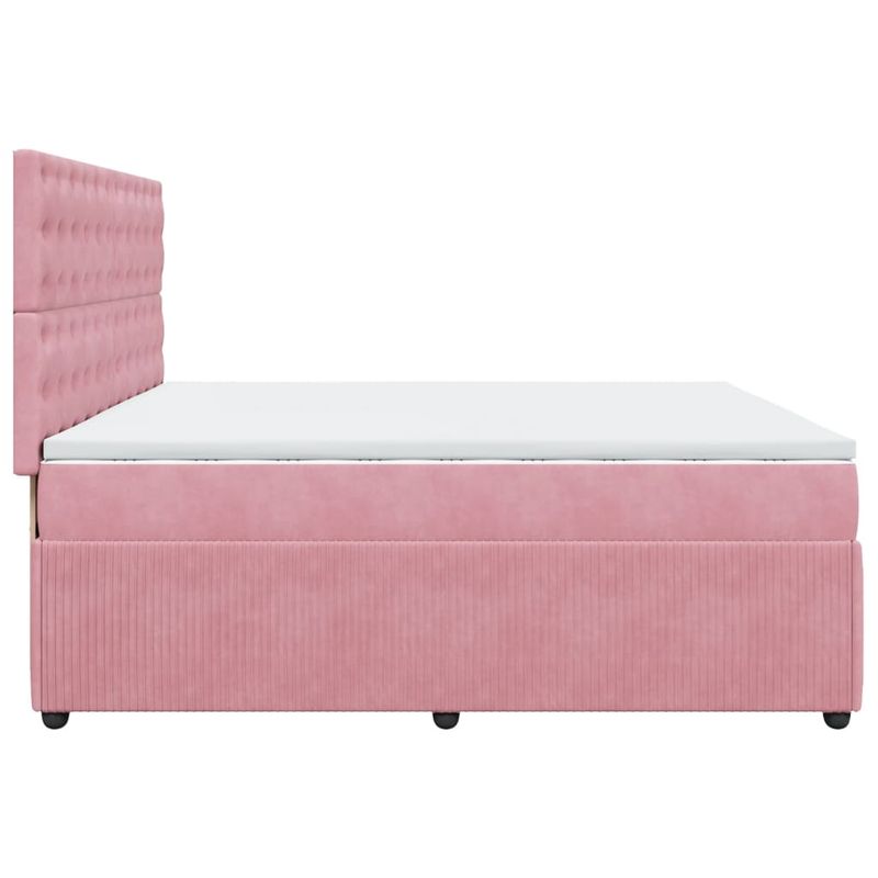 Casa si Gradina - Mobilier - Paturi si accesorii - Paturi - Pat box spring cu saltea, roz, 200x200 cm, catifea - Infinity.ro