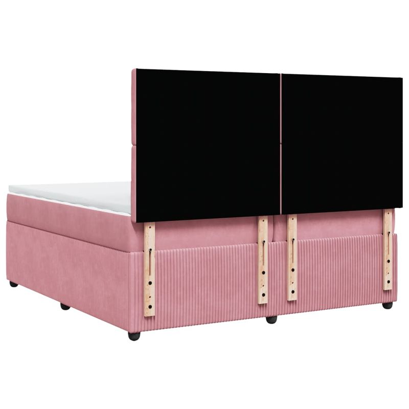 Casa si Gradina - Mobilier - Paturi si accesorii - Paturi - Pat box spring cu saltea, roz, 200x200 cm, catifea - Infinity.ro