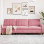 Casa si Gradina - Mobilier - Canapele si coltare - Canapele - Canapea cu 3 locuri, roz, 210 cm, catifea - Infinity.ro