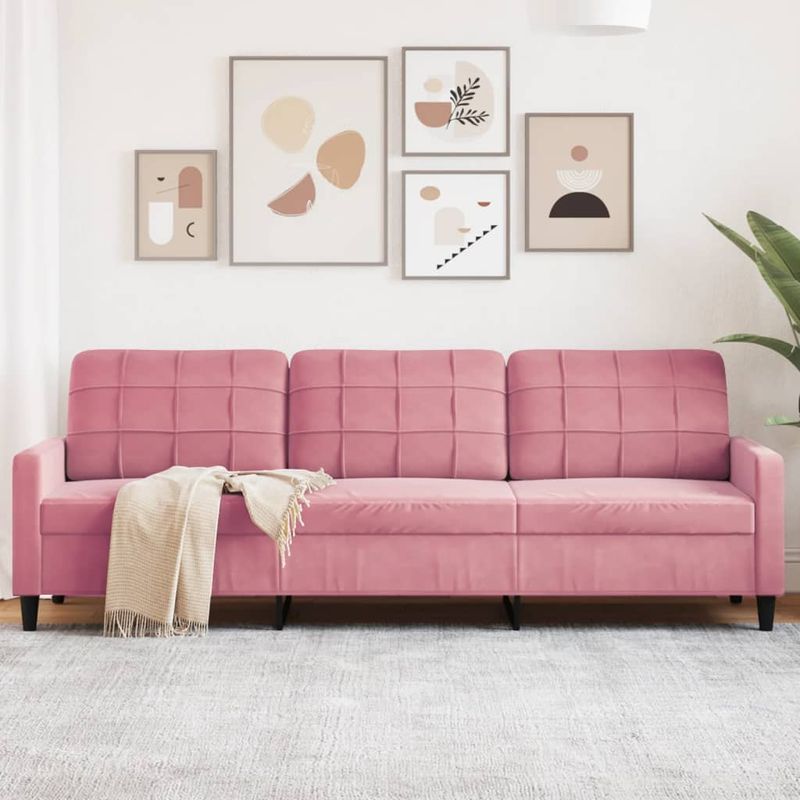 Casa si Gradina - Mobilier - Canapele si coltare - Canapele - Canapea cu 3 locuri, roz, 210 cm, catifea - Infinity.ro