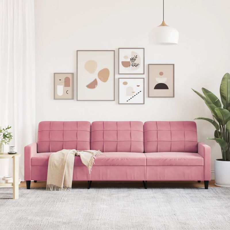 Casa si Gradina - Mobilier - Canapele si coltare - Canapele - Canapea cu 3 locuri, roz, 210 cm, catifea - Infinity.ro