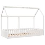 Casa si Gradina - Mobilier - Paturi si accesorii - Paturi - Cadru pat tip casa pentru copii alb 90x200 cm lemn masiv de pin - Infinity.ro