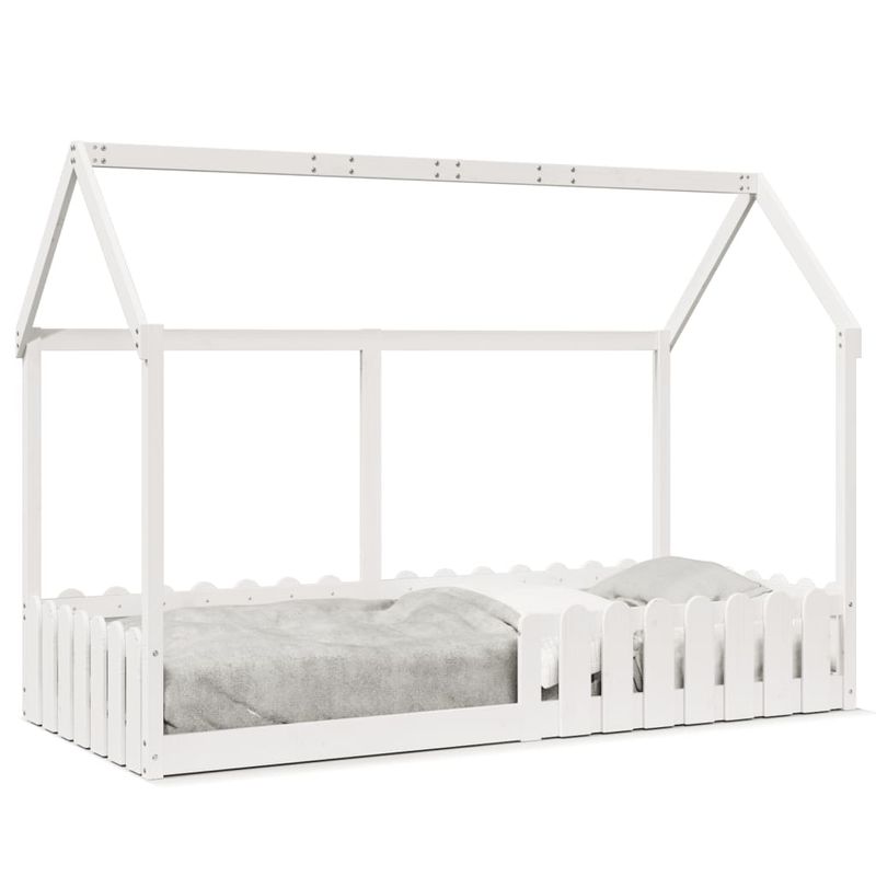 Casa si Gradina - Mobilier - Paturi si accesorii - Paturi - Cadru pat tip casa pentru copii alb 90x200 cm lemn masiv de pin - Infinity.ro