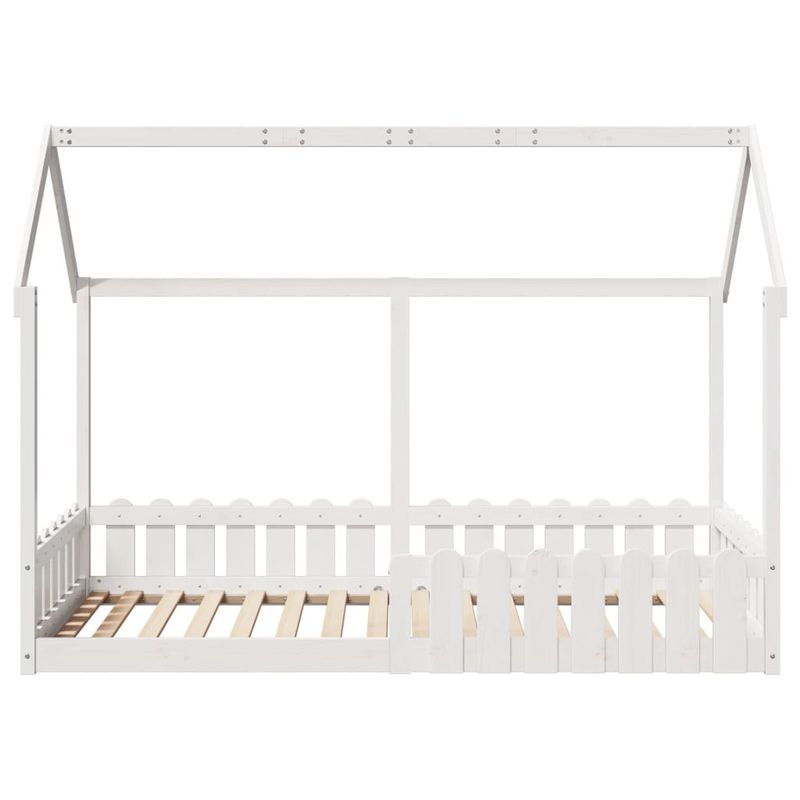 Casa si Gradina - Mobilier - Paturi si accesorii - Paturi - Cadru pat tip casa pentru copii alb 90x200 cm lemn masiv de pin - Infinity.ro